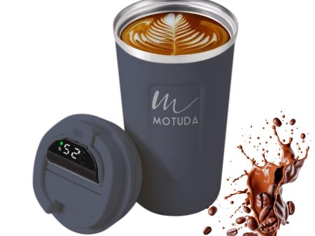 Termo Inteligente de Café de Viaje, 380 ml. - Taza Térmica en Acero Inoxidable con Indicador de Temperatura, Conserva Tu Bebida a la Temperatura Ideal (Negro) on Sale