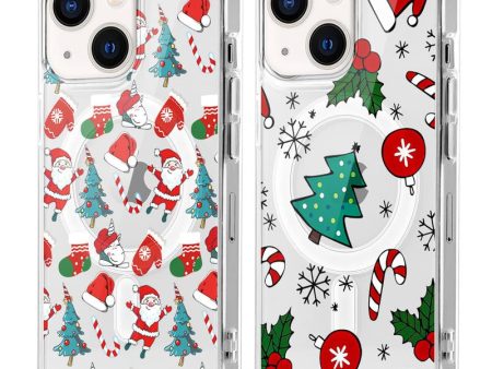 Funda Magnética Xylota 2 Piezas Navidad para iPhone 15 Plus 6.7  , Silicona Carcasa Compatible con MagSafe, Protector Antigolpes TPU Silicona Magnético Case Embalaje Deteriorado Fashion